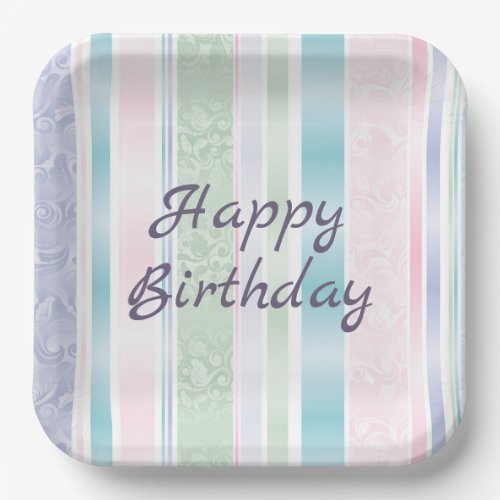Pastel Damask For Birthday Paper Plates