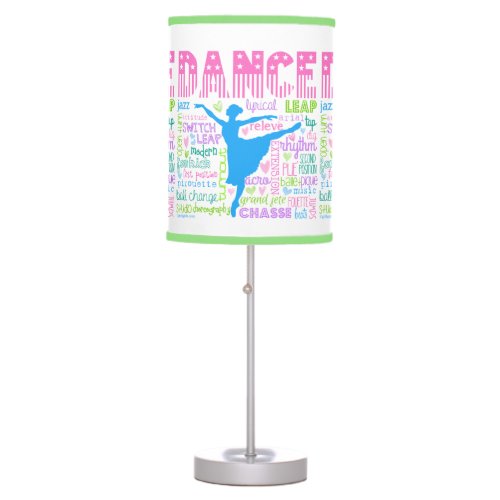 Pastel Dancer Words Typography Table Lamp