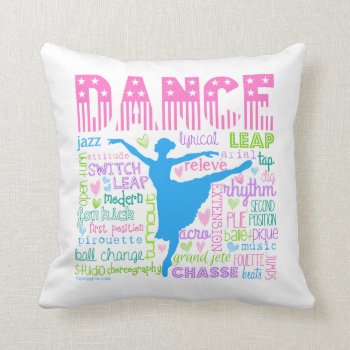 Pastel Dancer Words Typography Throw Pillow by GollyGirls at Zazzle