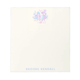 Pastel Dancing Dinosaurs Purple Blue Personalized Notepad