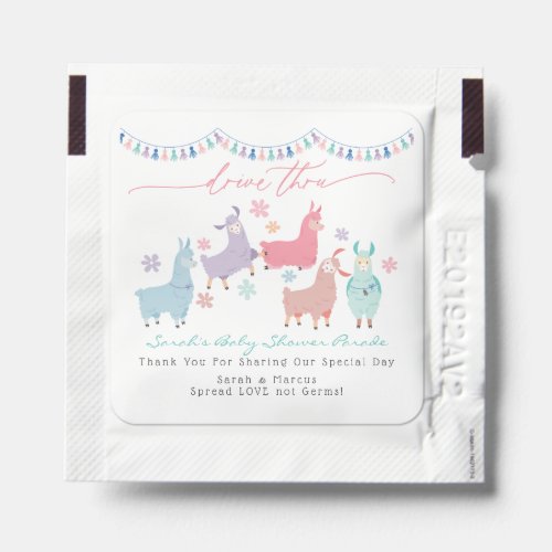 Pastel Dancing Llamas Thank You Favors Hand Sanitizer Packet