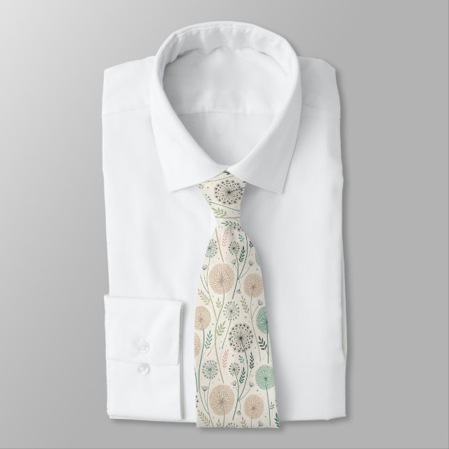 Pastel Dandelion Dreams – Whimsical Floral (2) Neck Tie (Tied)