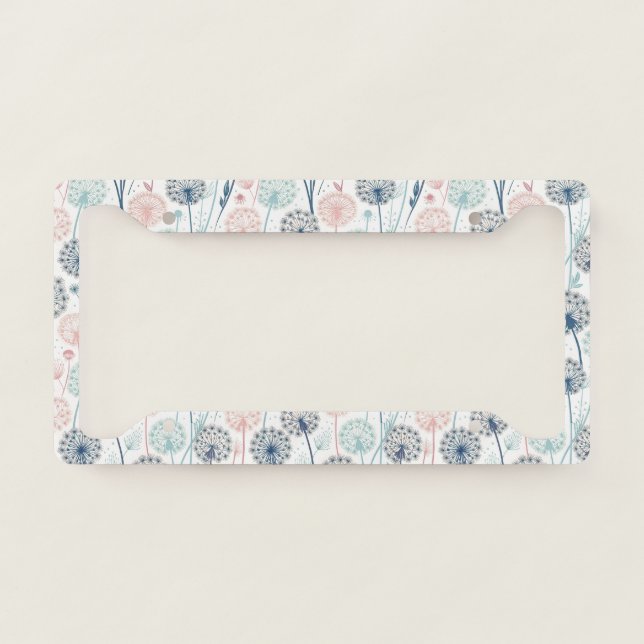Pastel Dandelion Dreams – Whimsical Floral License Plate Frame (Front)