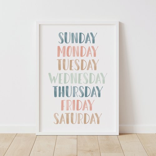 Pastel Days of the Week Classroom Decor