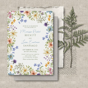 Pastel Delicate Wildflowers Wedding Invitation