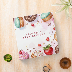 Pastel Dessert Bakery Cute Sweet 3 Ring Binder