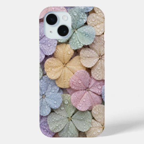 Pastel Dew-Kissed Clover Flowers Aesthetic  iPhone 15 Case