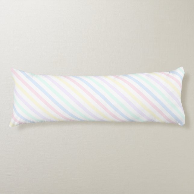 Pastel Diagonal Candy Stripes Body Pillow (Front)