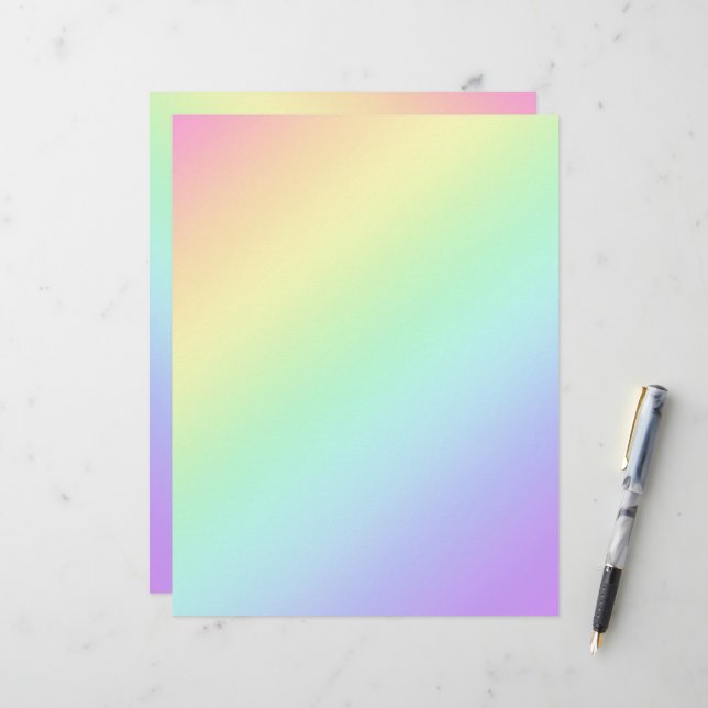Pastel Diagonal Rainbow Gradient Letterhead (Front/Back In Situ)