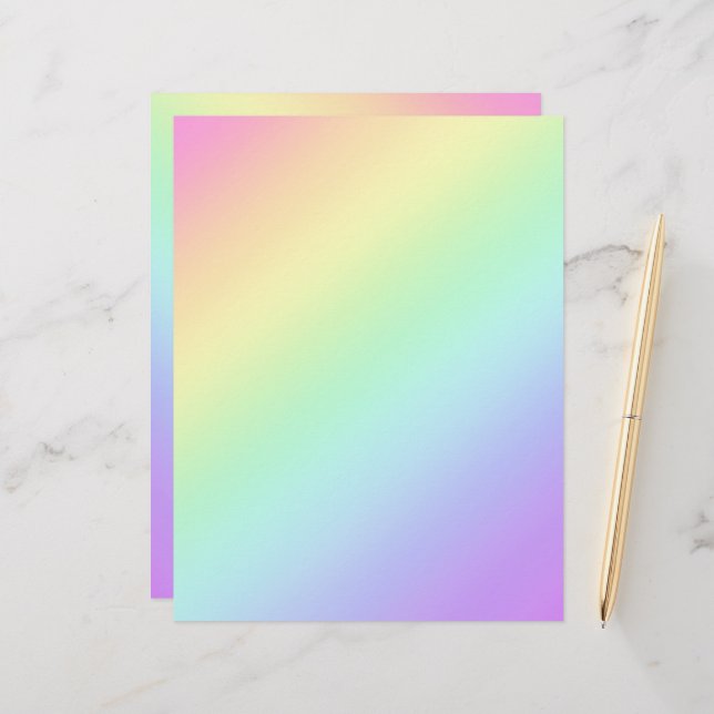 Pastel Diagonal Rainbow Gradient Letterhead (Front/Back In Situ)