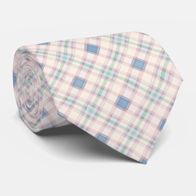 Pastel Diagonal Stripe Pattern Neck Tie (Rolled)