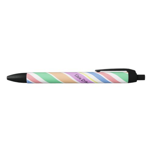 Pastel Diagonal Striped Multi Color Personalized Black Ink Pen