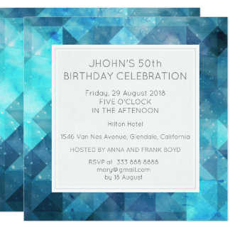Pastel Diamond Geometric Birthday Party Blue Invitation