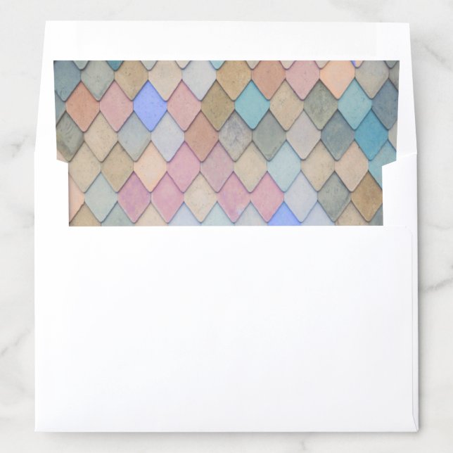 Pastel Diamond Pattern Mermaid Blue Green Pink Envelope Liner (In Envelope)