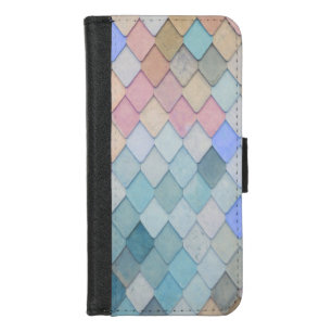 Pastel Diamond Pattern Mermaid Blue Green Pink iPhone 8/7 Wallet Case