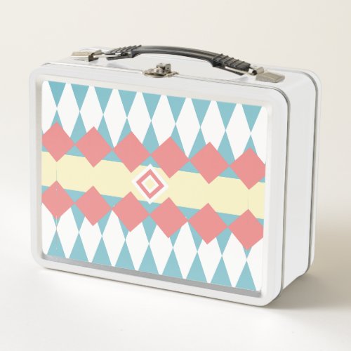 Pastel Diamond Pattern Metal Lunch Box