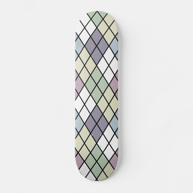 Pastel Diamonds Argyle Skateboard Deck (Front)