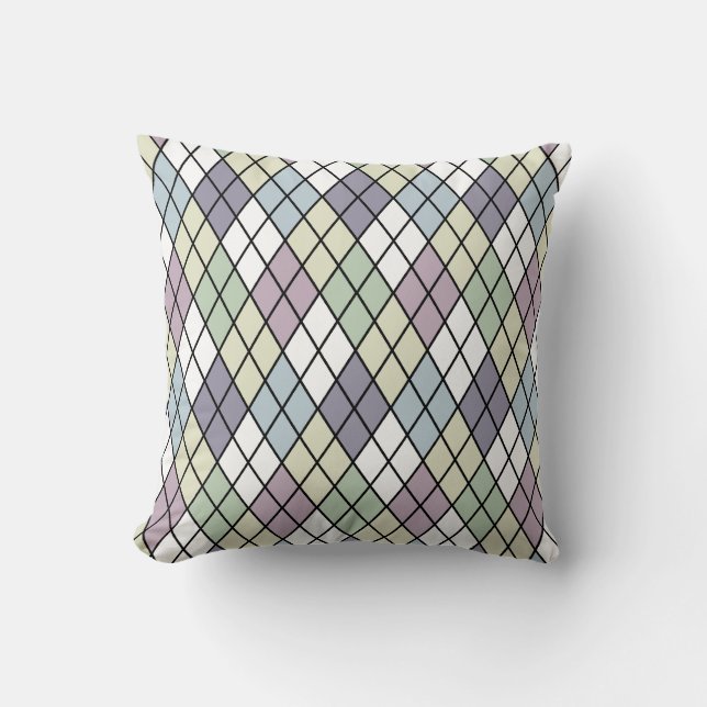 Pastel Diamonds Argyle Throw Pillow (Front)
