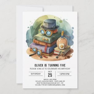 Pastel Digital Detective Birthday Invitation
