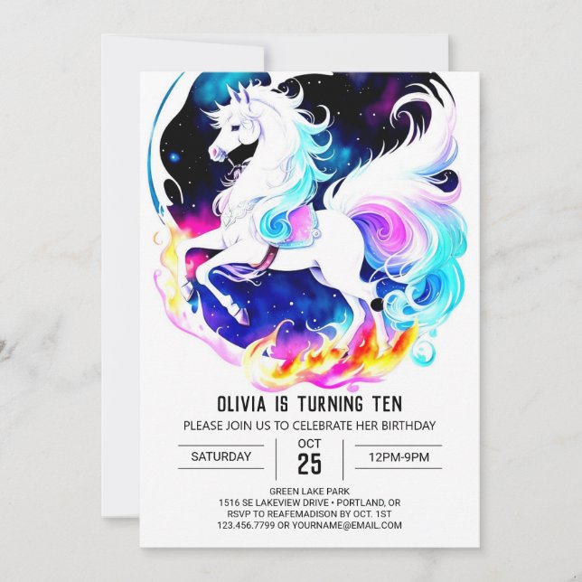 Pastel Digital Horse Birthday Invitation (Front)