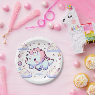 Pastel Dino Dinosaur Baby Shower Paper Plates