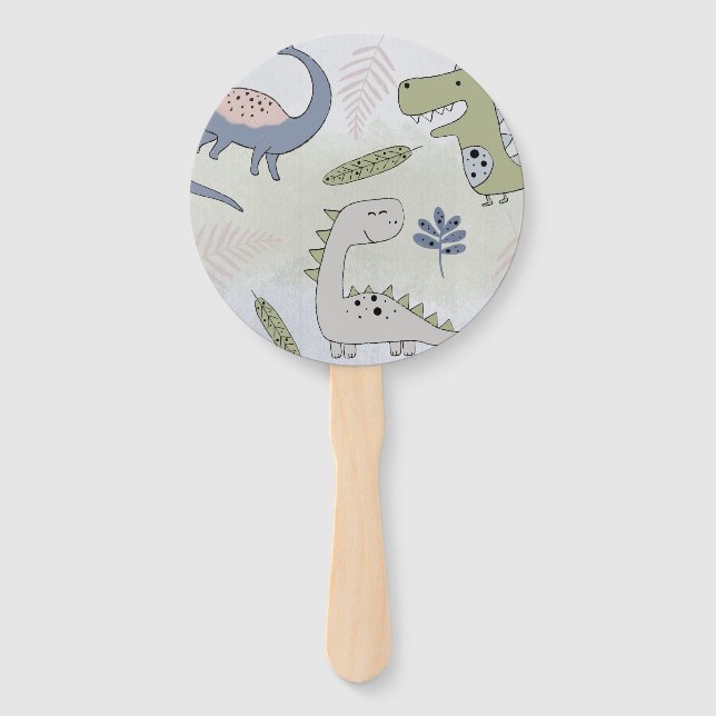 Pastel Dinosaur   Hand Fan (Front)