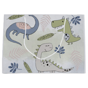 Pastel Dinosaur   Large Gift Bag