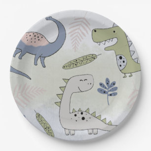 Pastel Dinosaur Paper Plates