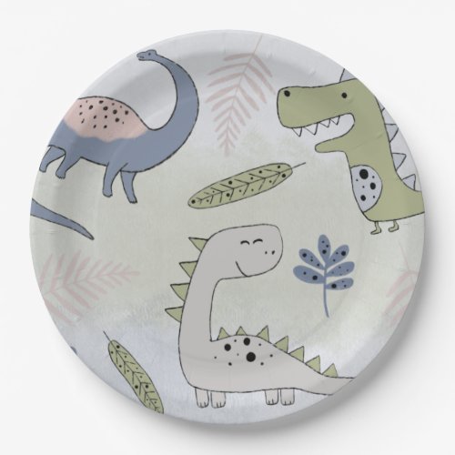 Pastel Dinosaur   Paper Plates