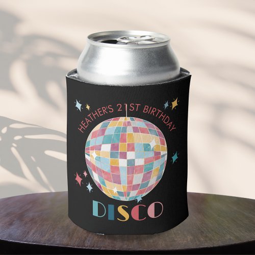 Pastel Disco Ball Birthday Party Custom Can Cooler