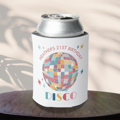 Pastel Disco Ball Birthday Party Custom Can Cooler