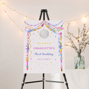 Pastel Disco Ball Paper Garlands Birthday Welcome Foam Board