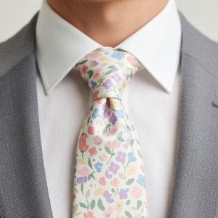 Pastel Ditsy Floral  Neck Tie