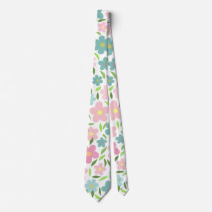 Pastel Ditsy Floral Shabby Chic Coquette Neck Tie