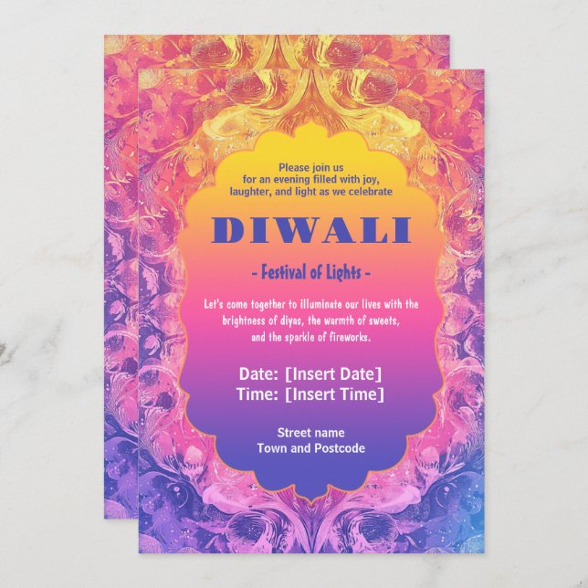 Pastel Diwali Elegance Invitation (Front/Back)