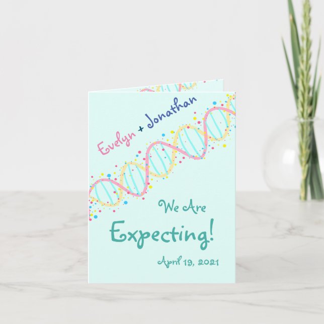 Pastel DNA We Are Expecting a Baby Photo Card (Front)