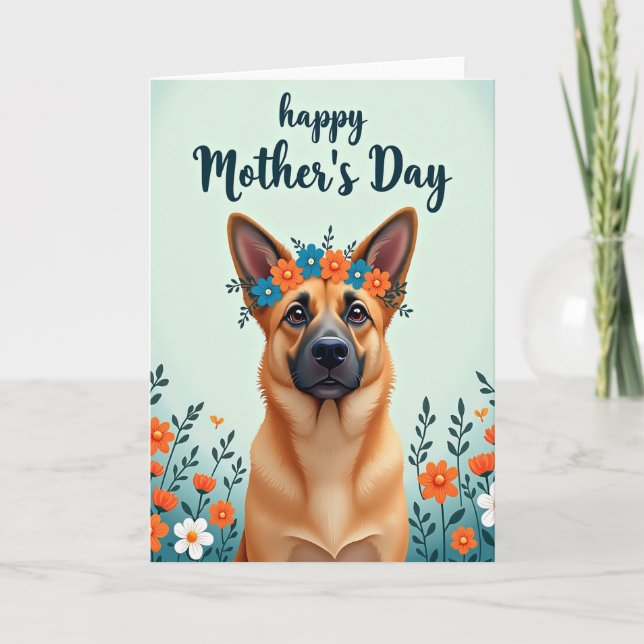 Pastel Dog Floral Crown Card (Front)