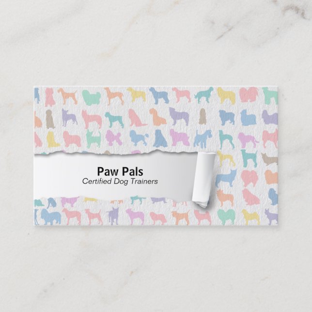 Pastel Dog Silhouettes Dog Trainer Business Card (Front)