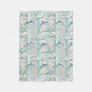 Pastel Dolphin Pattern Fleece Blanket