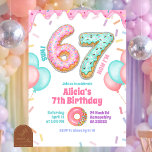 Pastel Donut 67 Girl Birthday party Invitation<br><div class="desc">Colorful Pastel Donut 67 Girl Birthday party Invitation,  I Was 6 Now I'm 7 Birthday Invite,  Editable Kids 7th Birthday Party</div>