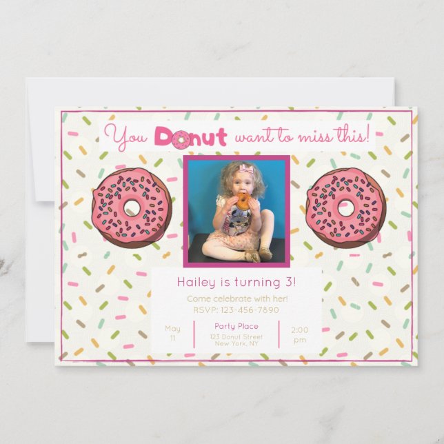 Pastel Donut Birthday Party Photo Invitation (Front)