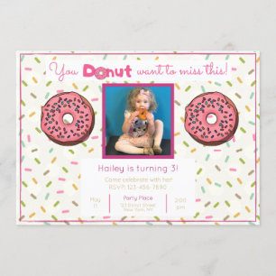 Pastel Donut Birthday Party Photo Invitation