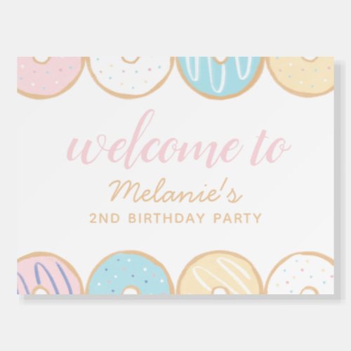 Pastel Donut Birthday Party Welcome Sign