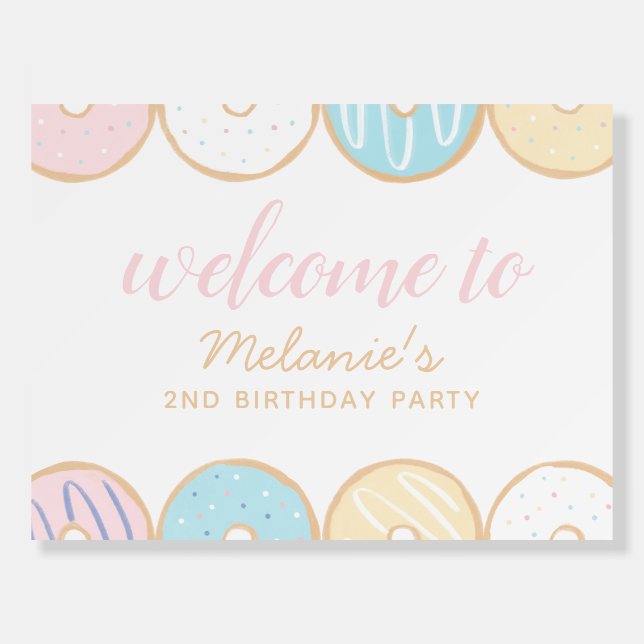 Pastel Donut Birthday Party Welcome Sign (Front)