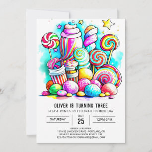 Pastel Donut Candyland Editable Birthday Invitation