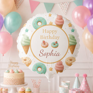 Pastel Donut & Ice Cream Birthday Balloon