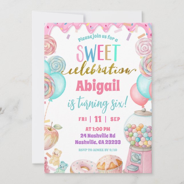  Pastel Donut Sweet Celebration Birthday party  Invitation (Front)
