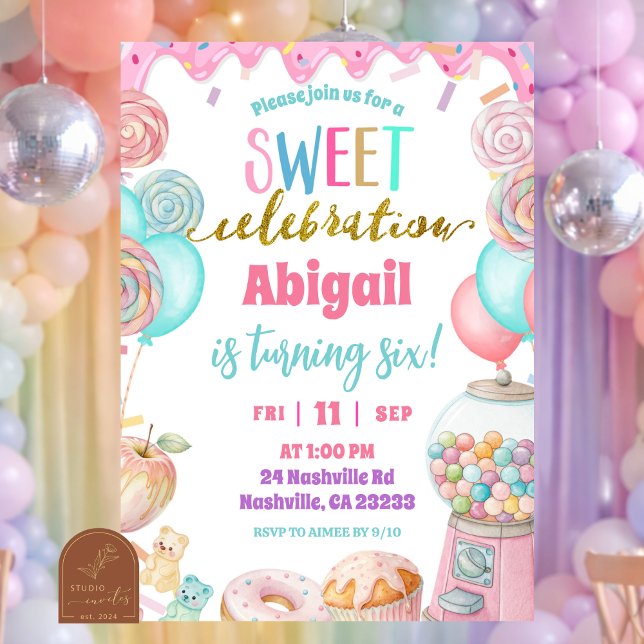  Pastel Donut Sweet Celebration Birthday party  Invitation (Creator Uploaded)