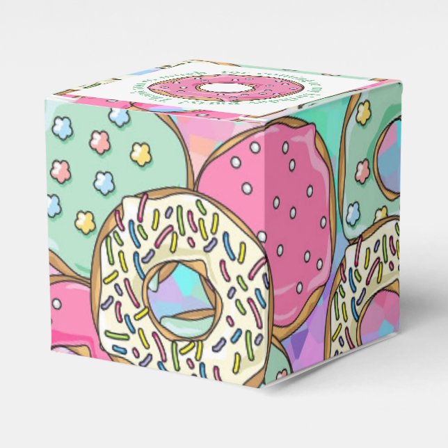 Pastel Donuts Birthday Party Theme Favor Boxes (Front Side)
