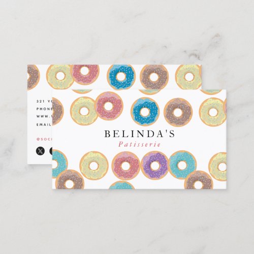 Pastel Donuts  Sprinkles Pastry Chef QR Code Business Card